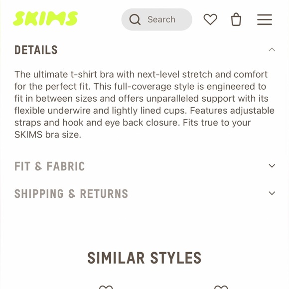 NWT- Skims.  Fits everybody T-shirt bra. Color: Green‎ Highlighter. Size: 40DDD - Picture 11 of 13